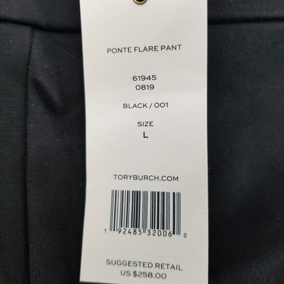 Tory Burch  Ponte Flare Black Womans Pant  Brass Button Details Sz Large - Picture 12 of 12